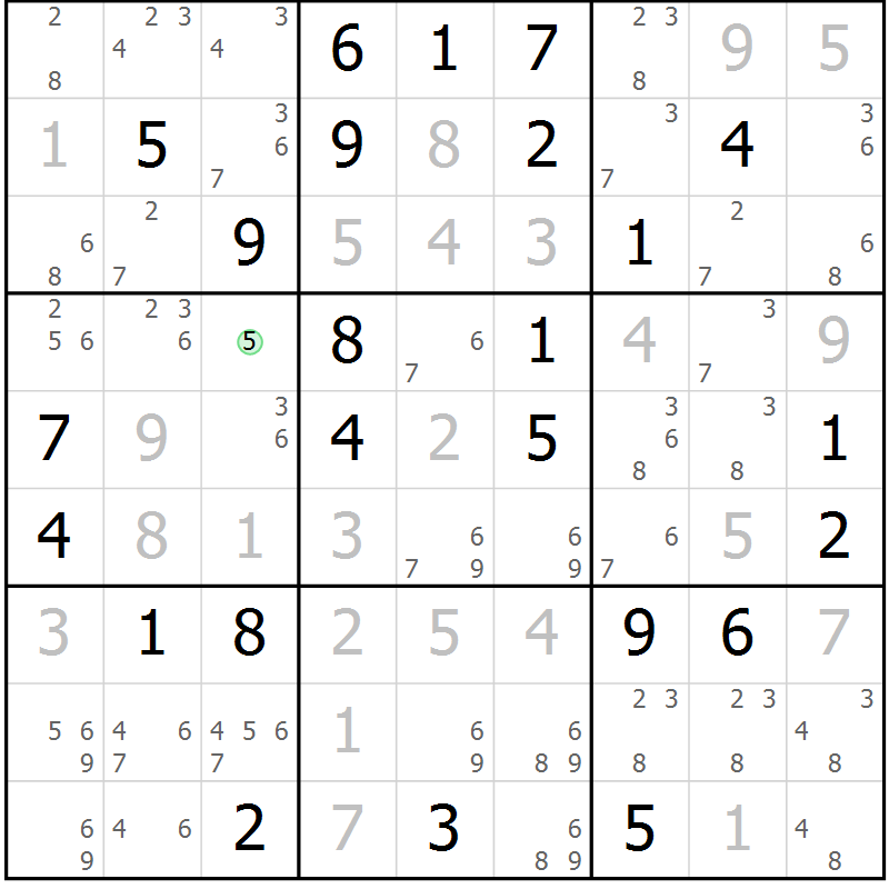 Position des candidats pour la solution de la Gr 61 page 64 du magazine de sudoku Maestro n° 087