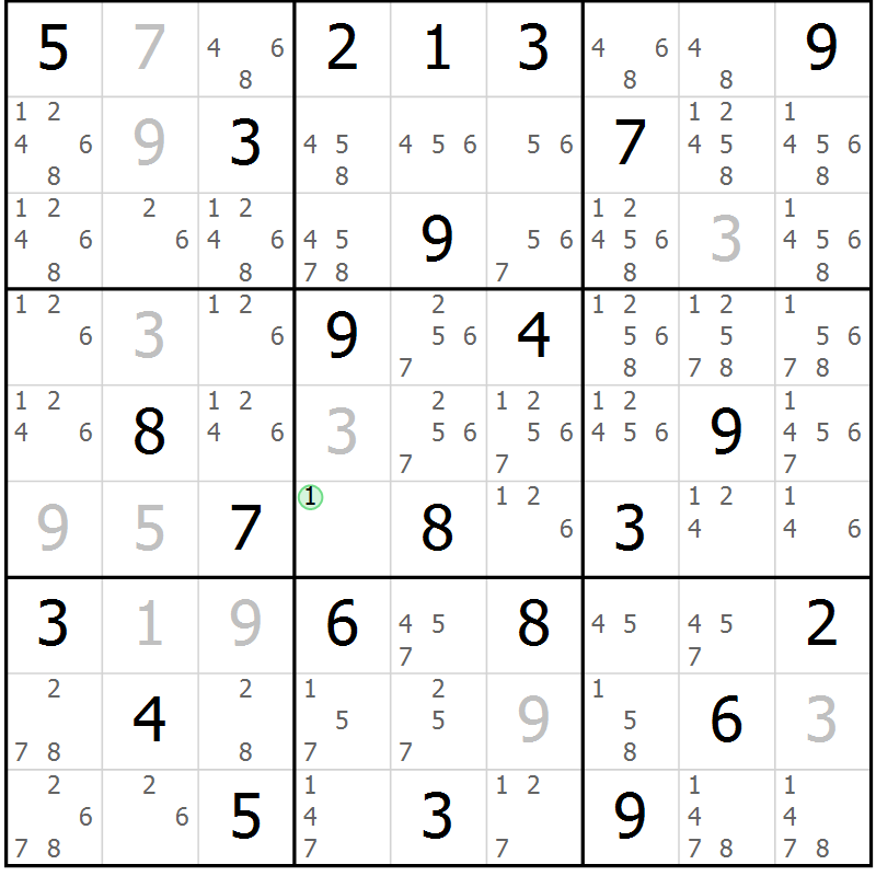 Position des candidats pour la solution de la Gr 62 page 65 du magazine de sudoku Maestro n° 087