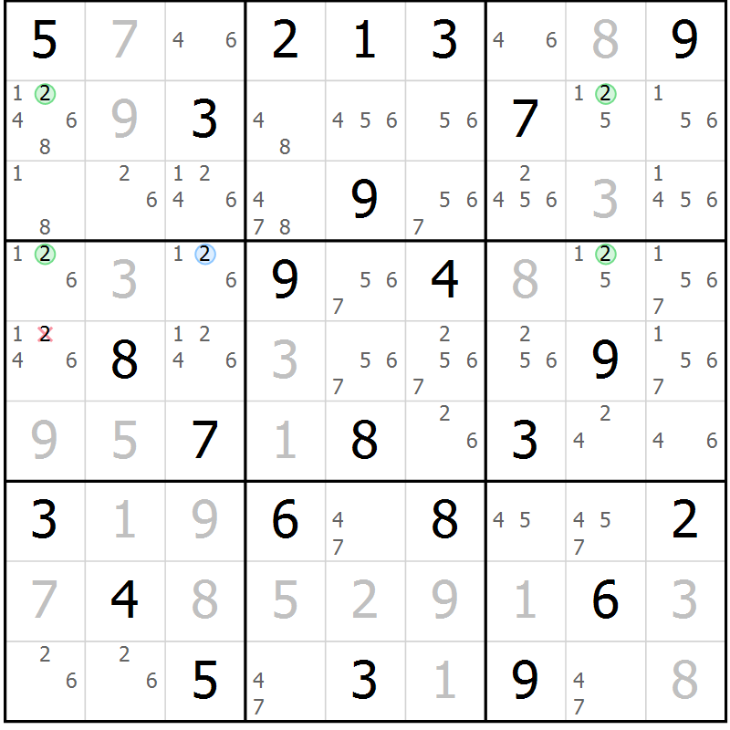 Position des candidats pour la solution de la Gr 62 page 65 du magazine de sudoku Maestro n° 087