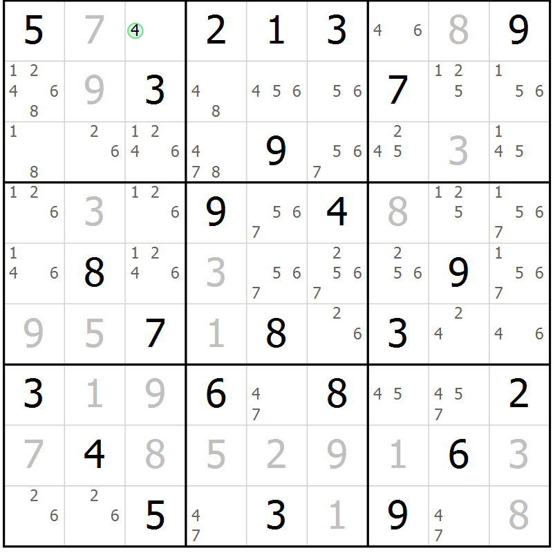 Position des candidats pour la solution de la Gr 62 page 65 du magazine de sudoku Maestro n° 087