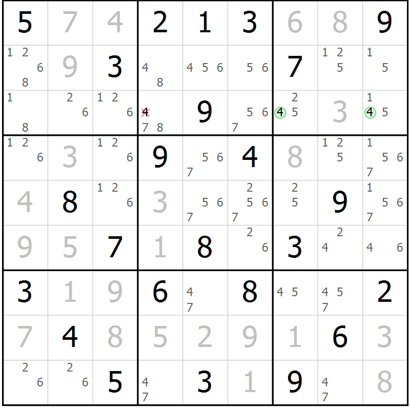 Position des candidats pour la solution de la Gr 62 page 65 du magazine de sudoku Maestro n° 087