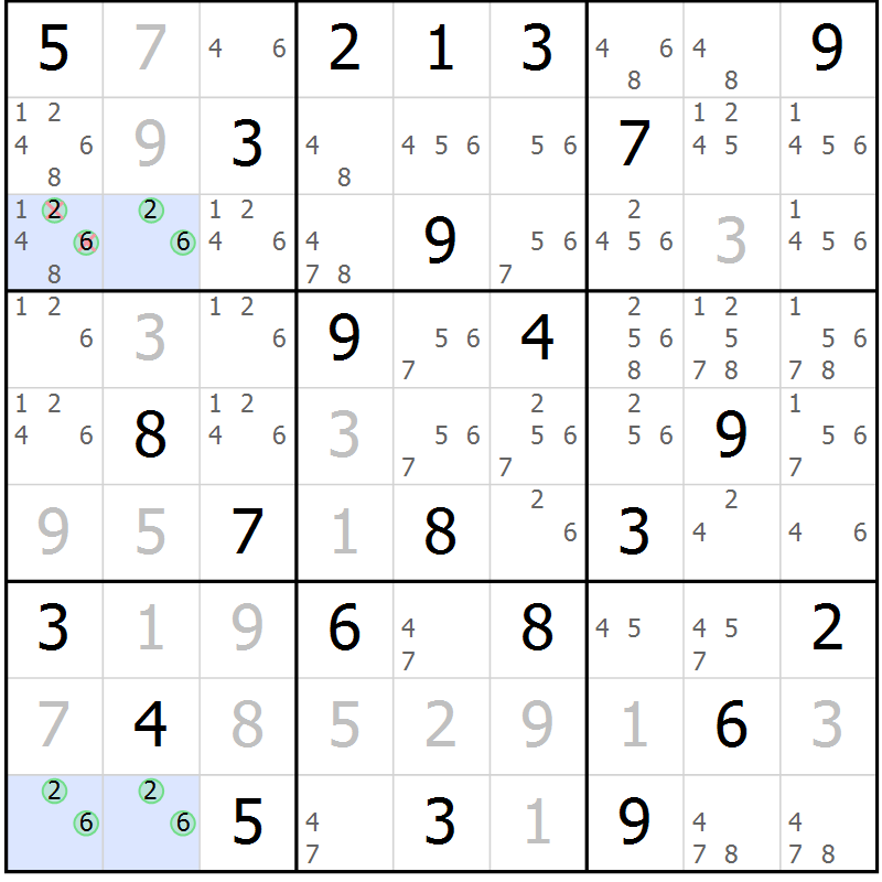 Position des candidats pour la solution de la Gr 62 page 65 du magazine de sudoku Maestro n° 087