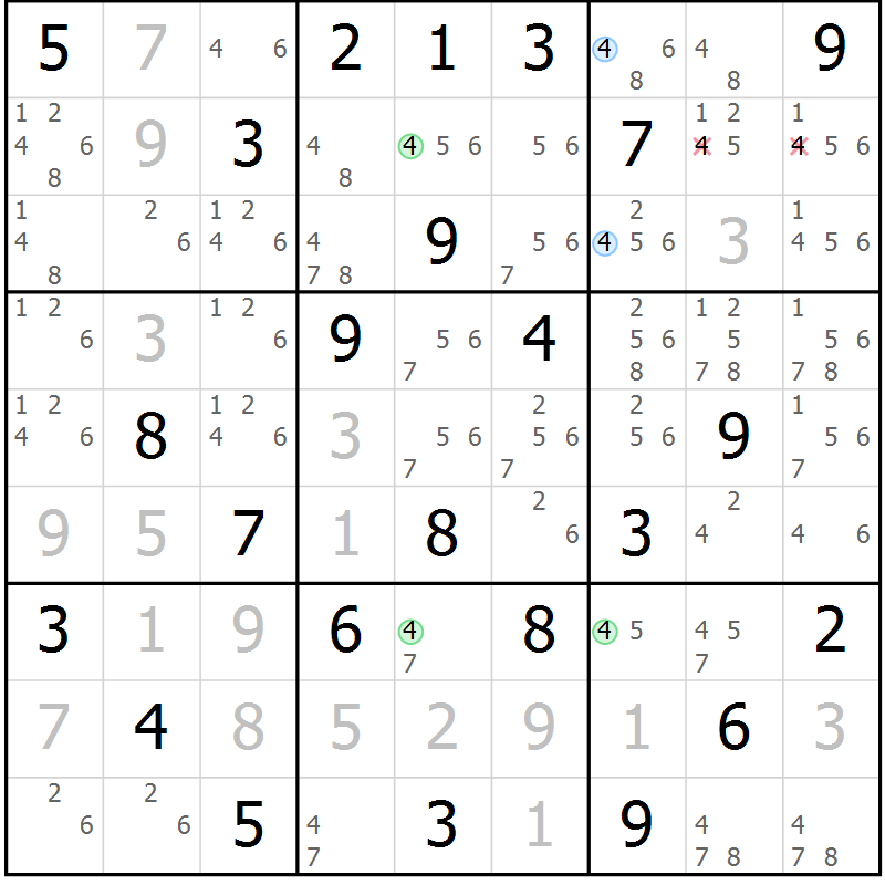 Position des candidats pour la solution de la Gr 62 page 65 du magazine de sudoku Maestro n° 087