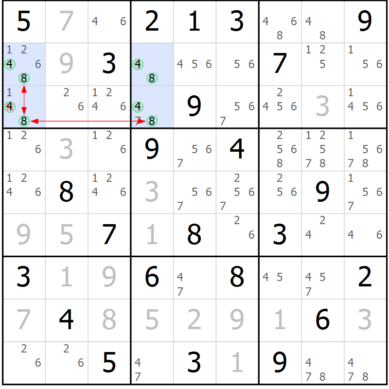 Position des candidats pour la solution de la Gr 62 page 65 du magazine de sudoku Maestro n° 087