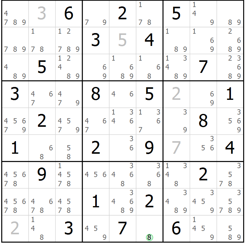 Position des candidats pour la solution de la Gr 63 page 66 du magazine de sudoku Maestro n° 087