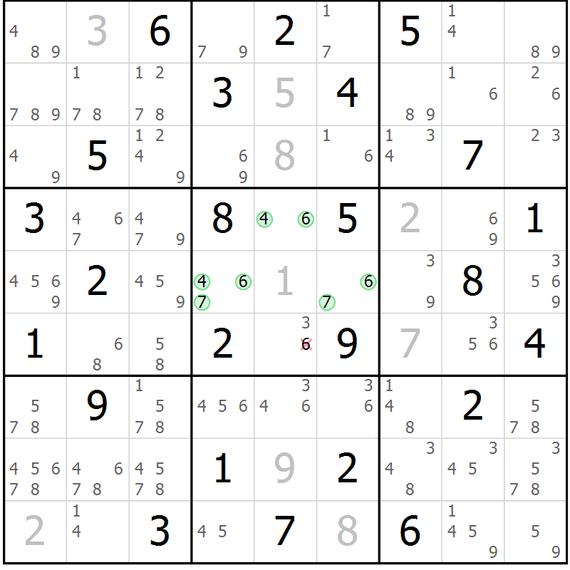 Position des candidats pour la solution de la Gr 63 page 66 du magazine de sudoku Maestro n° 087