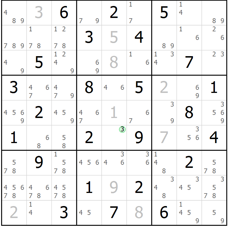 Position des candidats pour la solution de la Gr 63 page 66 du magazine de sudoku Maestro n° 087