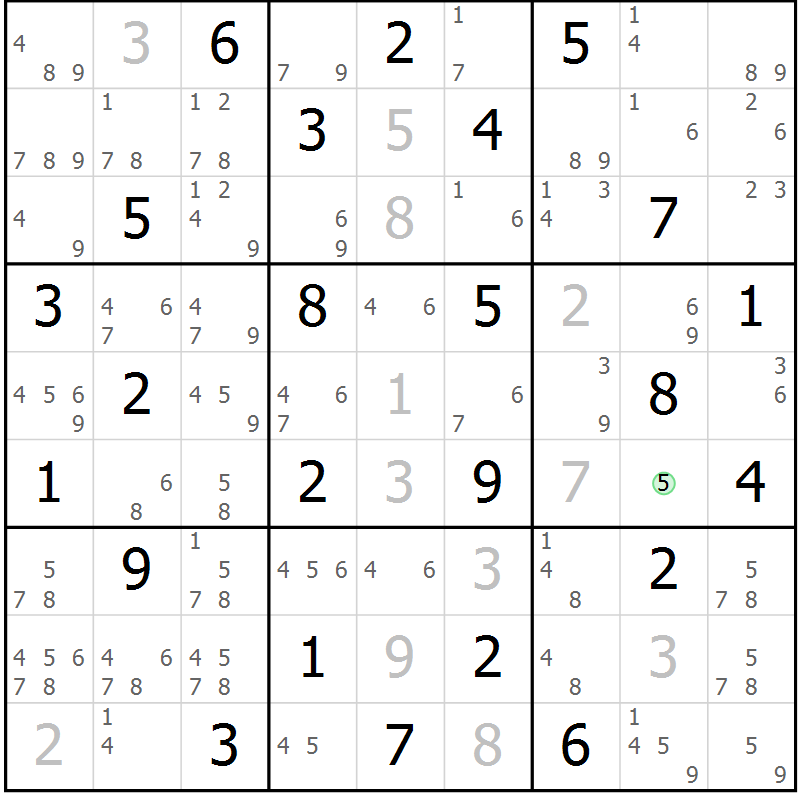 Position des candidats pour la solution de la Gr 63 page 66 du magazine de sudoku Maestro n° 087