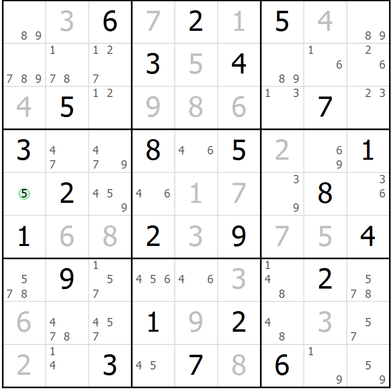Position des candidats pour la solution de la Gr 63 page 66 du magazine de sudoku Maestro n° 087