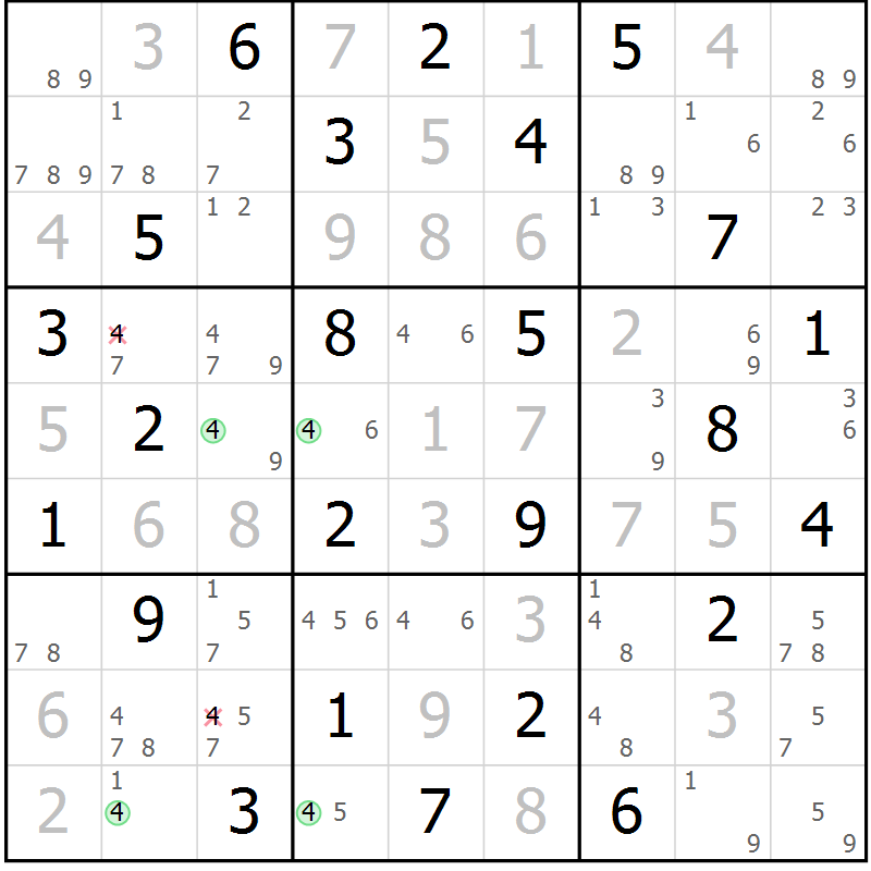 Position des candidats pour la solution de la Gr 63 page 66 du magazine de sudoku Maestro n° 087