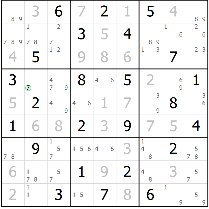 Position des candidats pour la solution de la Gr 63 page 66 du magazine de sudoku Maestro n° 087