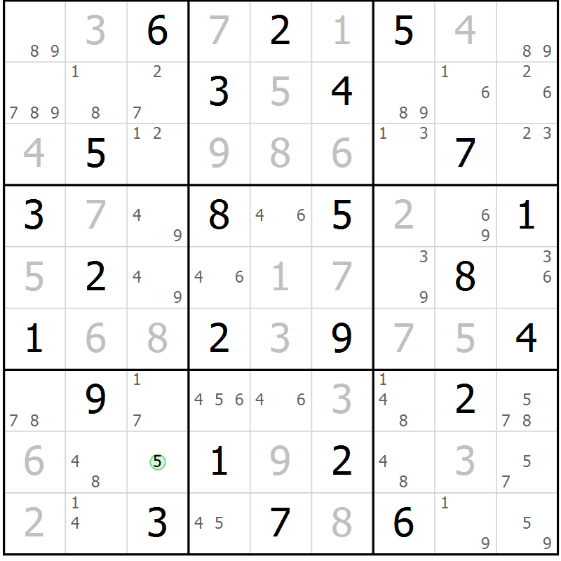 Position des candidats pour la solution de la Gr 63 page 66 du magazine de sudoku Maestro n° 087