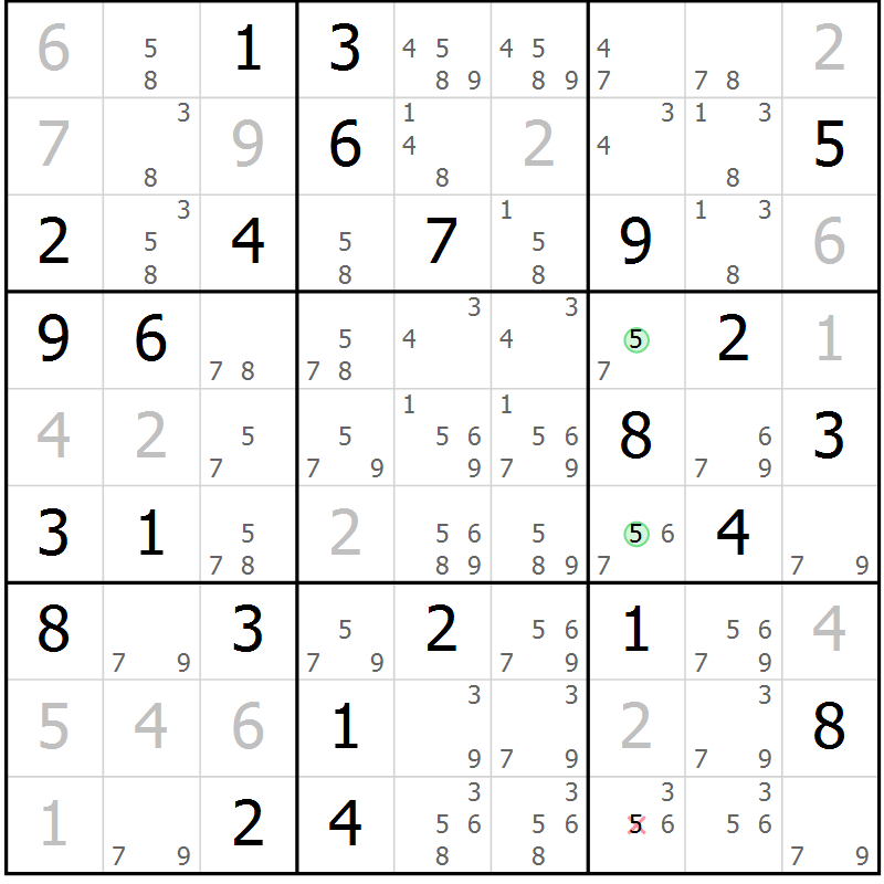 Position des candidats pour la solution de la Gr 64 page 67 du magazine de sudoku Maestro n° 087