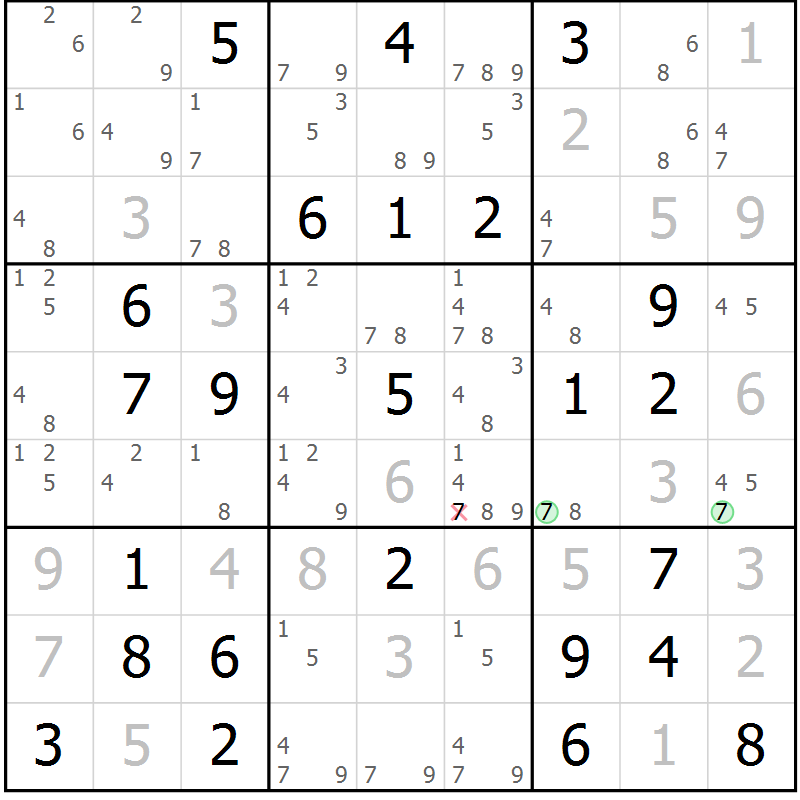 Position des candidats pour la solution de la Gr 66 page 69 du magazine de sudoku Maestro n° 087