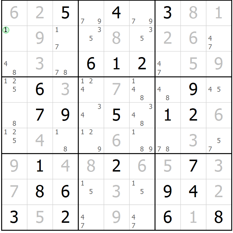 Position des candidats pour la solution de la Gr 66 page 69 du magazine de sudoku Maestro n° 087