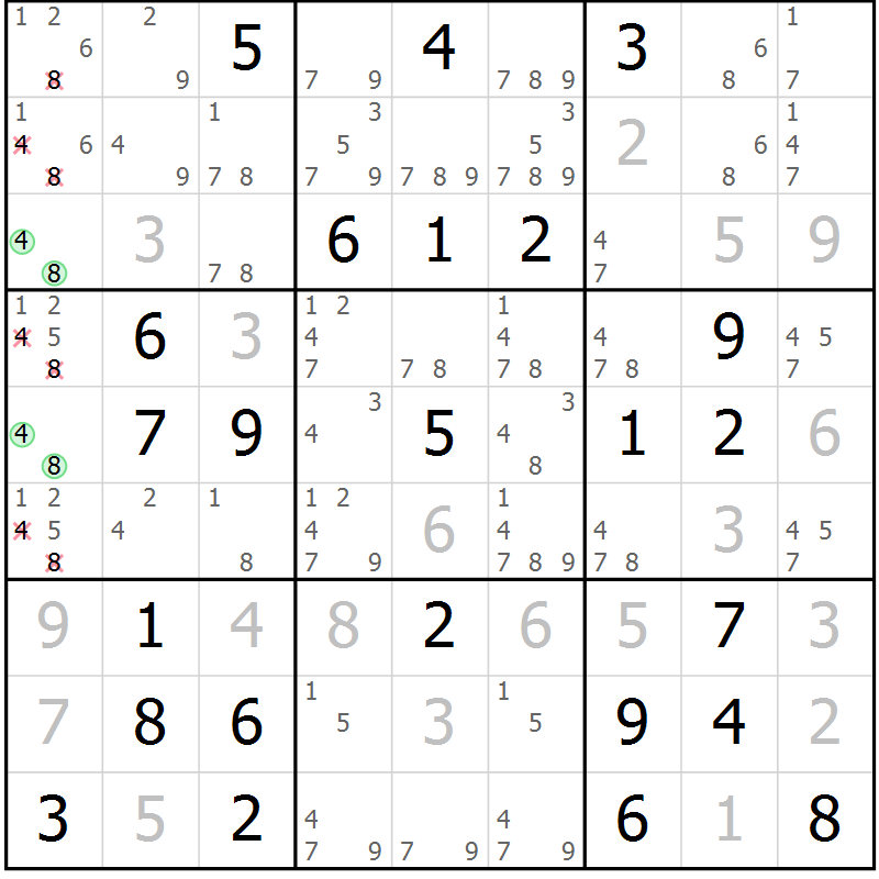 Position des candidats pour la solution de la Gr 66 page 69 du magazine de sudoku Maestro n° 087