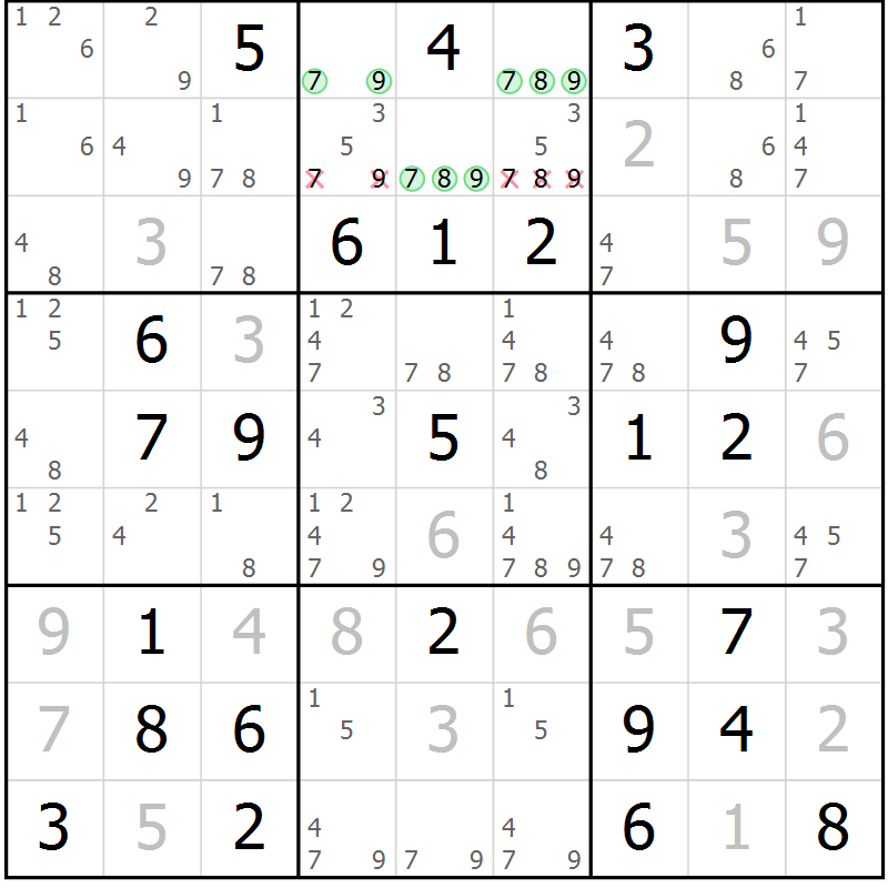 Position des candidats pour la solution de la Gr 66 page 69 du magazine de sudoku Maestro n° 087