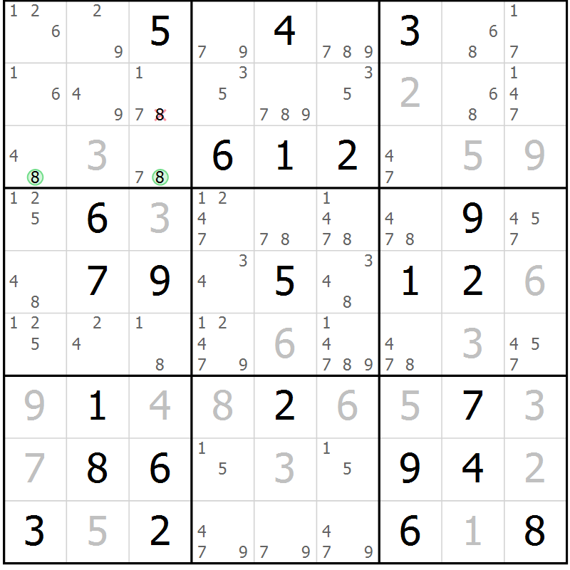 Position des candidats pour la solution de la Gr 66 page 69 du magazine de sudoku Maestro n° 087