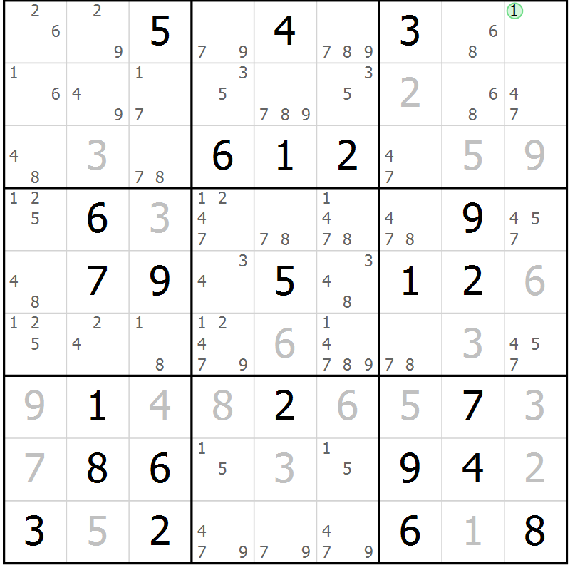 Position des candidats pour la solution de la Gr 66 page 69 du magazine de sudoku Maestro n° 087