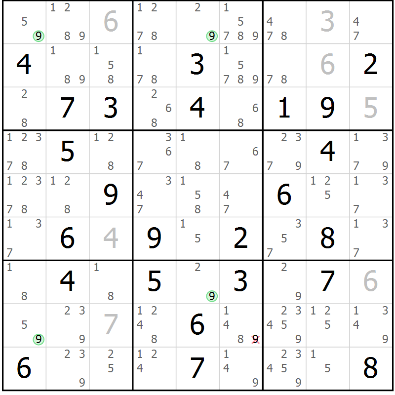 Position des candidats pour la solution de la Gr 68 page 71 du magazine de sudoku Maestro n° 087