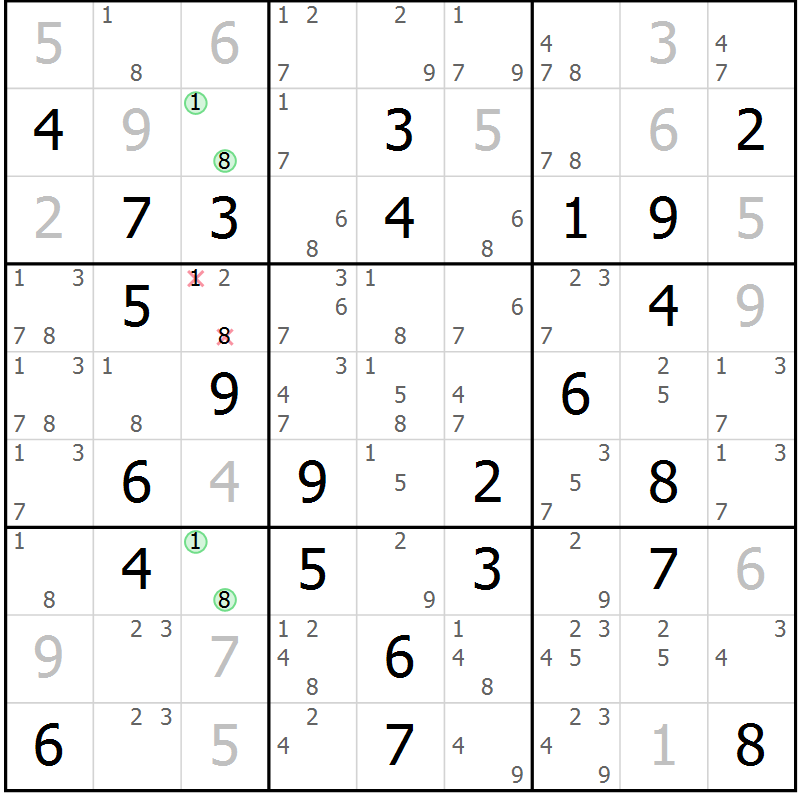 Position des candidats pour la solution de la Gr 68 page 71 du magazine de sudoku Maestro n° 087