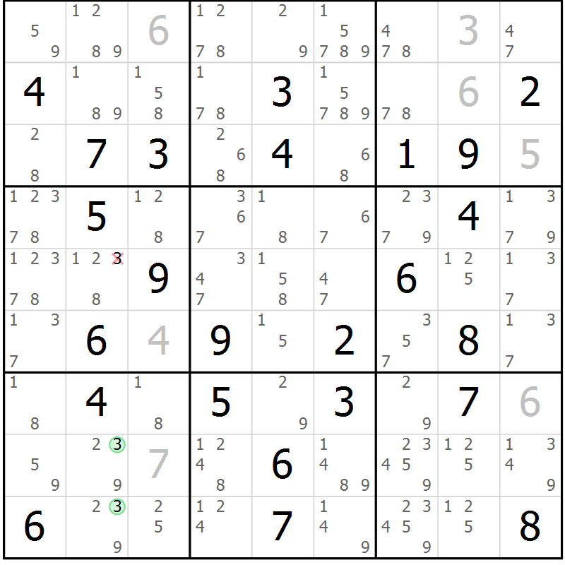 Position des candidats pour la solution de la Gr 68 page 71 du magazine de sudoku Maestro n° 087