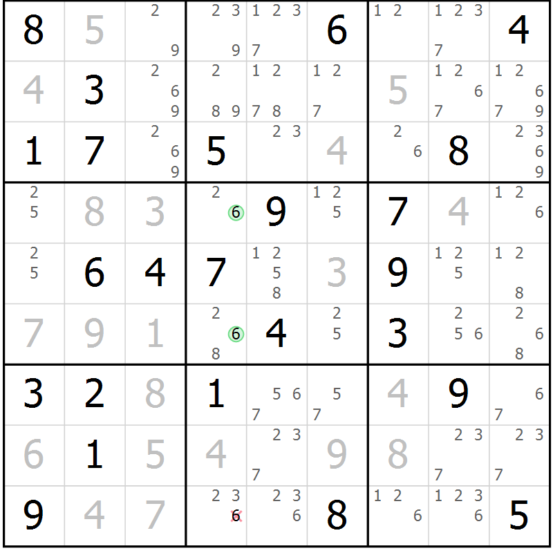 Position des candidats pour la solution de la Gr 70 page 73 du magazine de sudoku Maestro n° 087