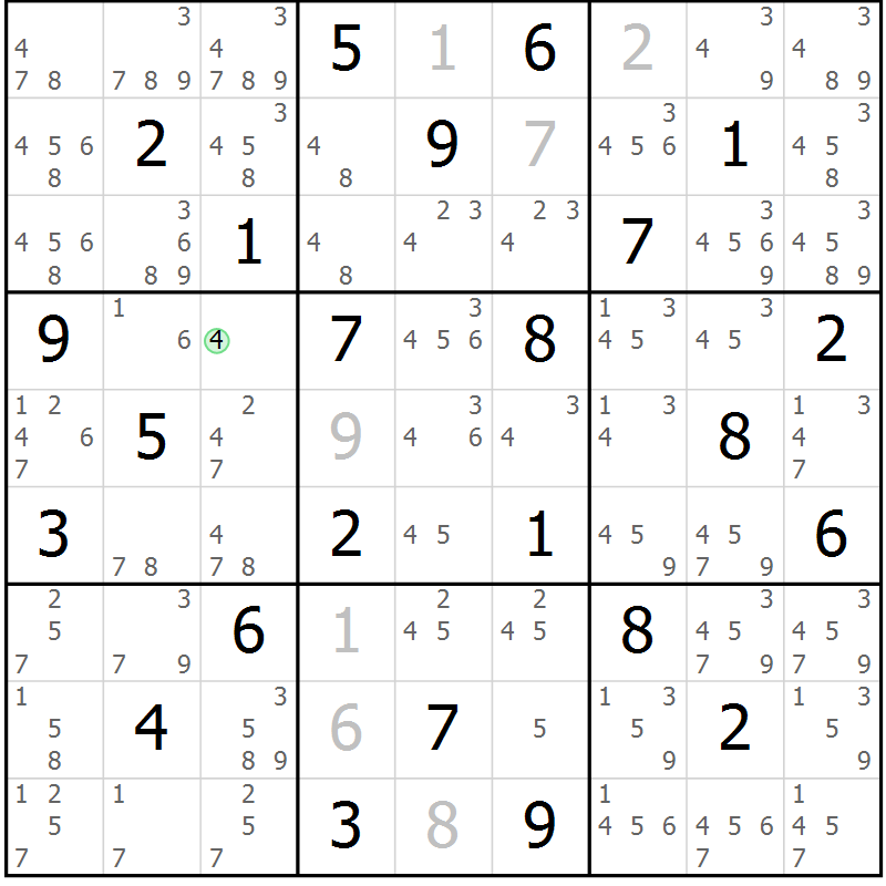 Position des candidats pour la solution de la Gr 71 page 74 du magazine de sudoku Maestro n° 087