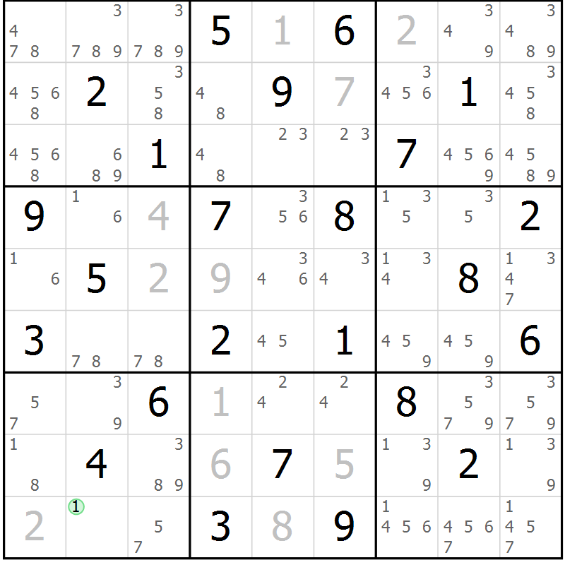 Position des candidats pour la solution de la Gr 71 page 74 du magazine de sudoku Maestro n° 087