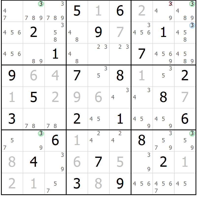 Position des candidats pour la solution de la Gr 71 page 74 du magazine de sudoku Maestro n° 087