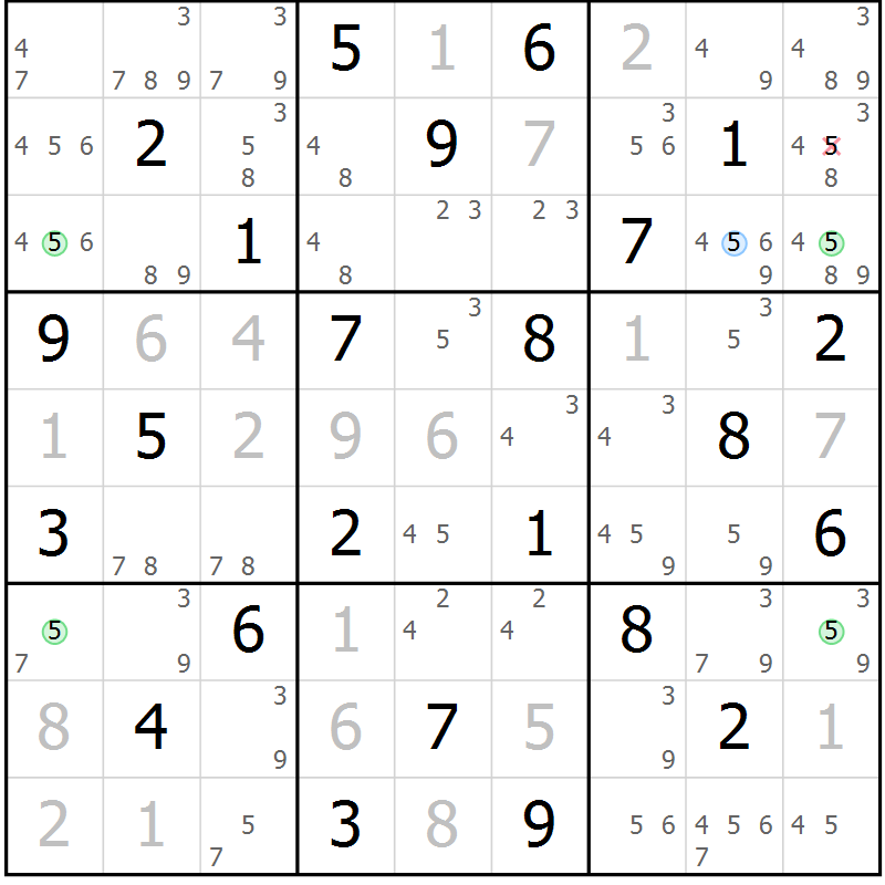 Position des candidats pour la solution de la Gr 71 page 74 du magazine de sudoku Maestro n° 087