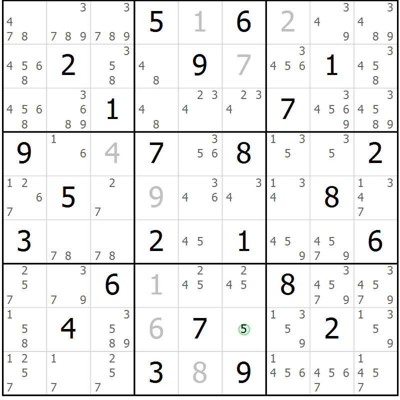 Position des candidats pour la solution de la Gr 71 page 74 du magazine de sudoku Maestro n° 087