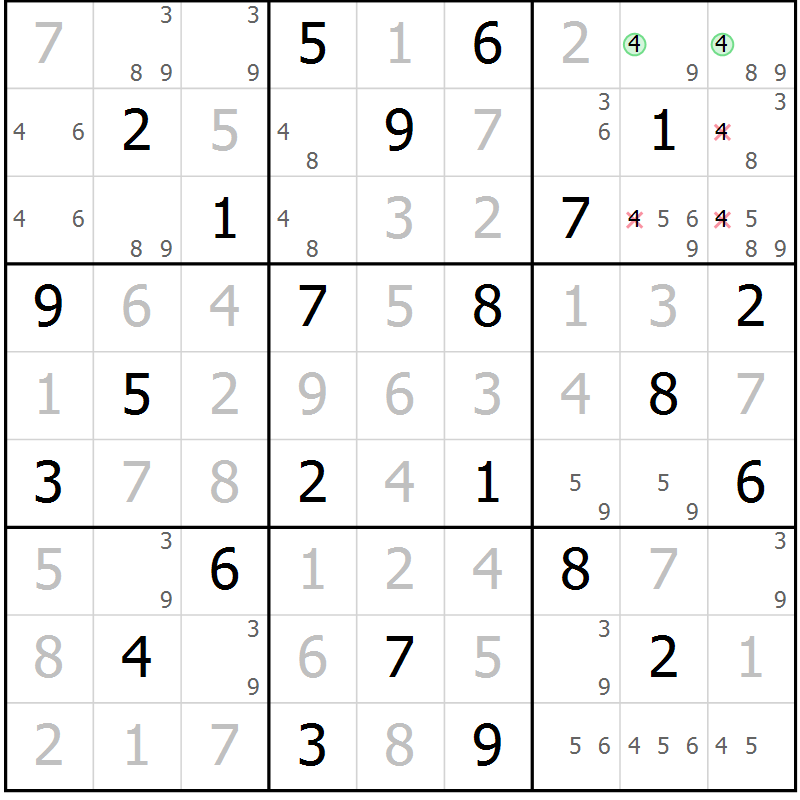 Position des candidats pour la solution de la Gr 71 page 74 du magazine de sudoku Maestro n° 087