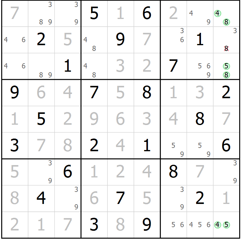 Position des candidats pour la solution de la Gr 71 page 74 du magazine de sudoku Maestro n° 087