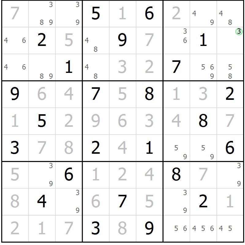 Position des candidats pour la solution de la Gr 71 page 74 du magazine de sudoku Maestro n° 087