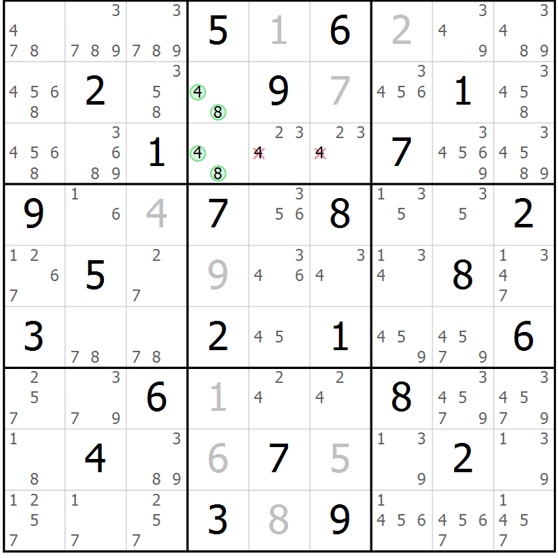 Position des candidats pour la solution de la Gr 71 page 74 du magazine de sudoku Maestro n° 087