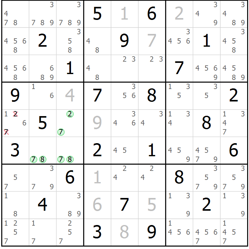 Position des candidats pour la solution de la Gr 71 page 74 du magazine de sudoku Maestro n° 087