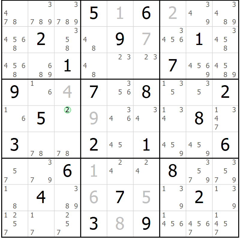 Position des candidats pour la solution de la Gr 71 page 74 du magazine de sudoku Maestro n° 087