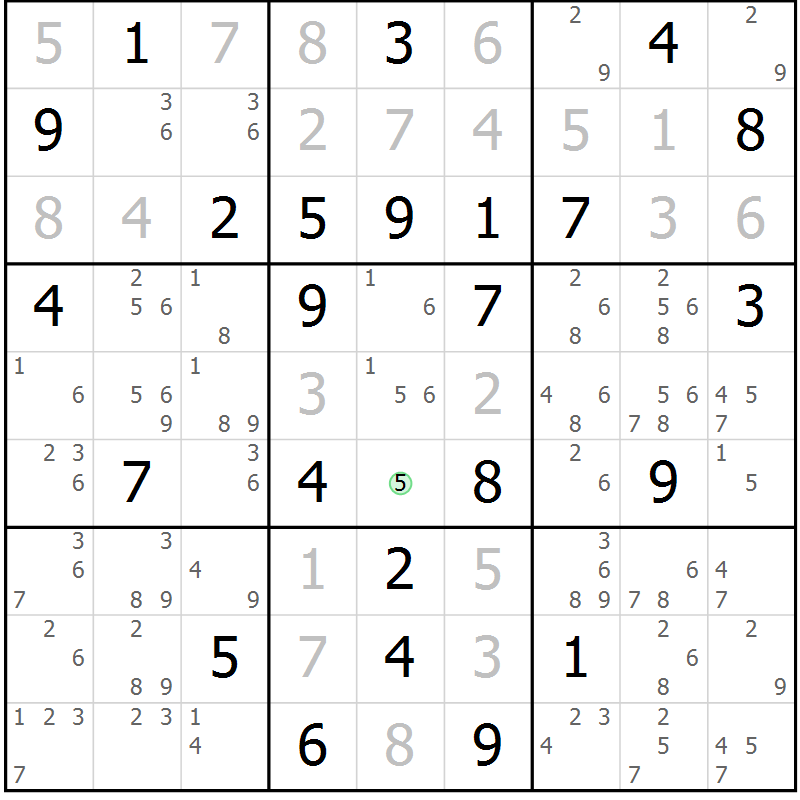 Position des candidats pour la solution de la Gr 72 page 75 du magazine de sudoku Maestro n° 087