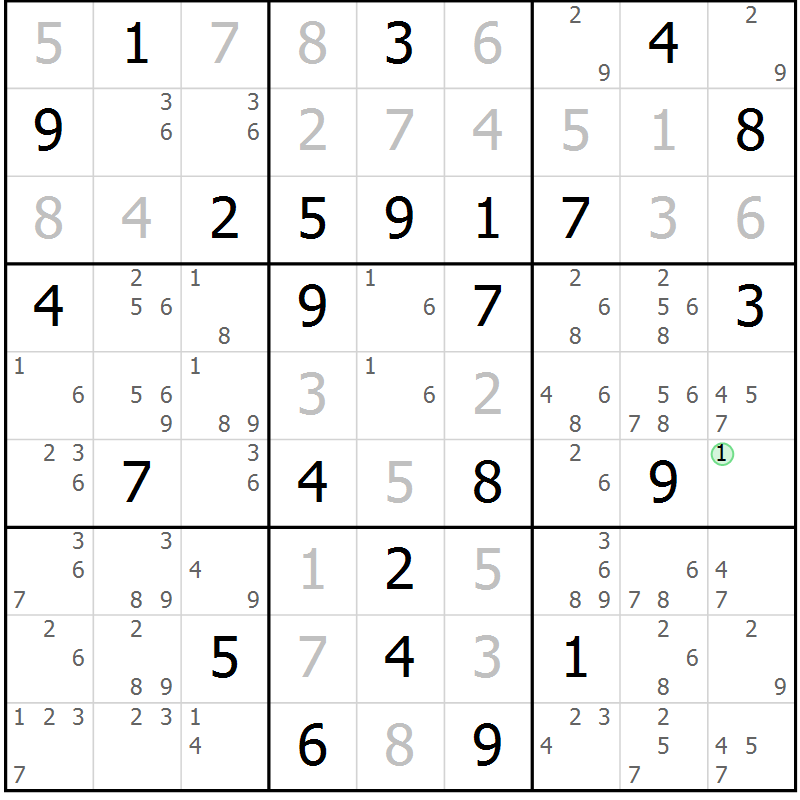Position des candidats pour la solution de la Gr 72 page 75 du magazine de sudoku Maestro n° 087