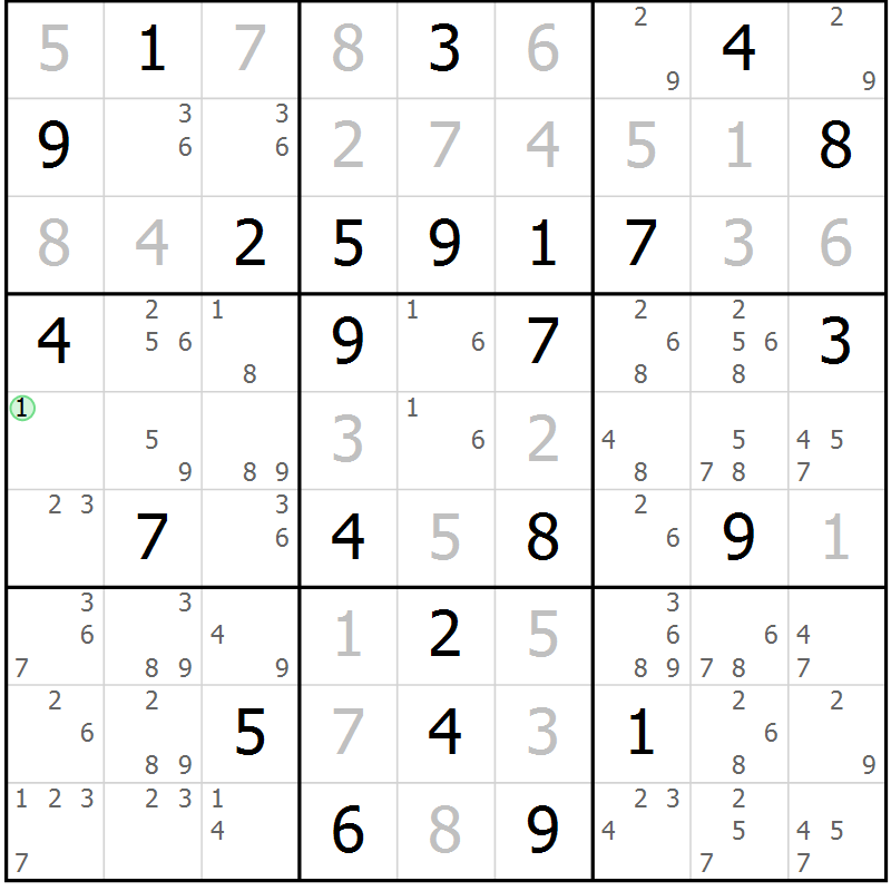 Position des candidats pour la solution de la Gr 72 page 75 du magazine de sudoku Maestro n° 087