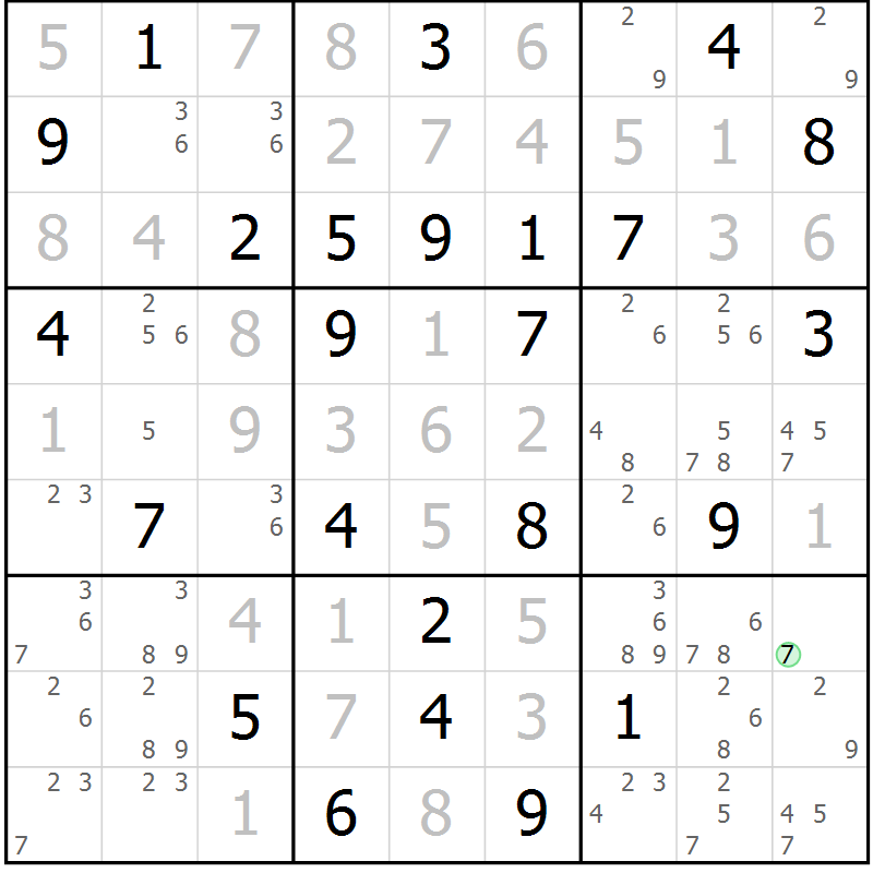 Position des candidats pour la solution de la Gr 72 page 75 du magazine de sudoku Maestro n° 087