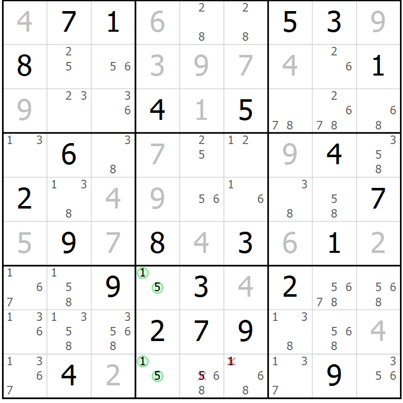 Position des candidats pour la solution de la Gr 73 page 76 du magazine de sudoku Maestro n° 087