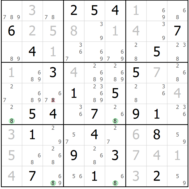 Position des candidats pour la solution de la Gr 74 page 77 du magazine de sudoku Maestro n° 087