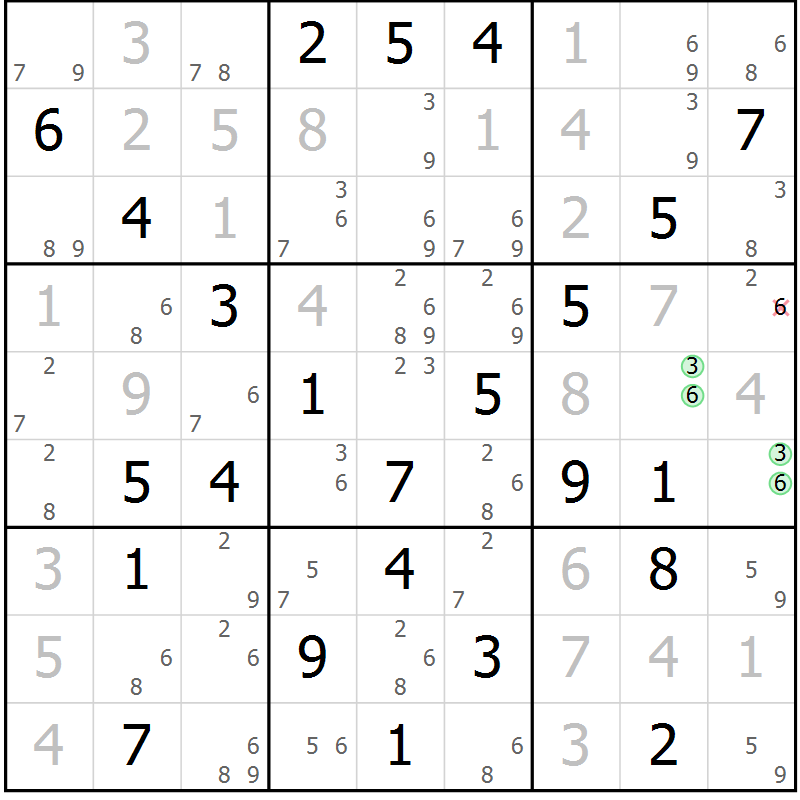 Position des candidats pour la solution de la Gr 74 page 77 du magazine de sudoku Maestro n° 087