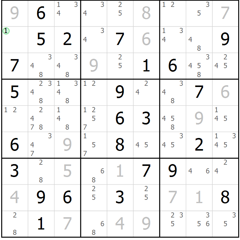 Position des candidats pour la solution de la Gr 76 page 79 du magazine de sudoku Maestro n° 087