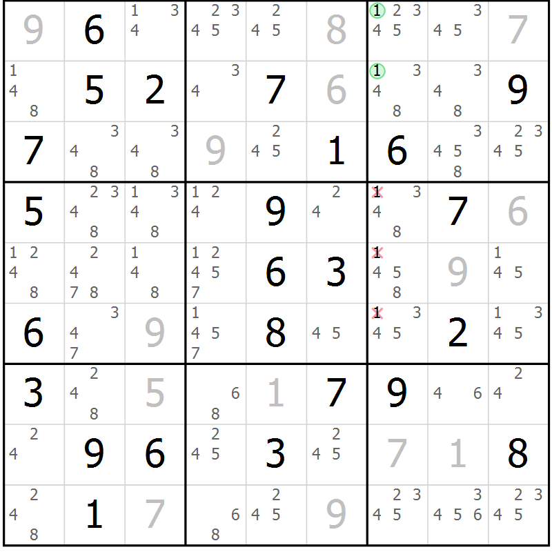 Position des candidats pour la solution de la Gr 76 page 79 du magazine de sudoku Maestro n° 087