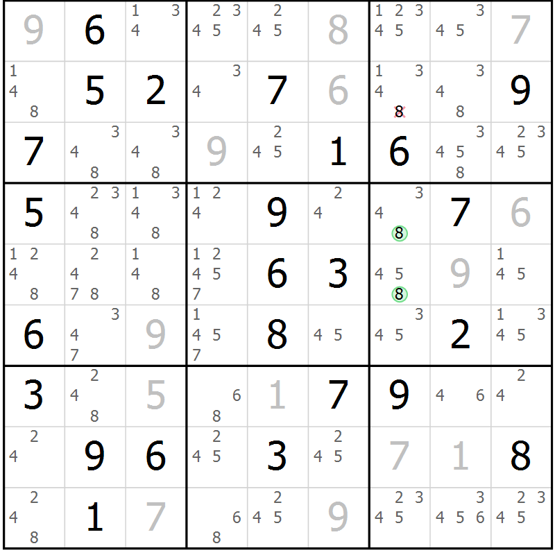 Position des candidats pour la solution de la Gr 76 page 79 du magazine de sudoku Maestro n° 087