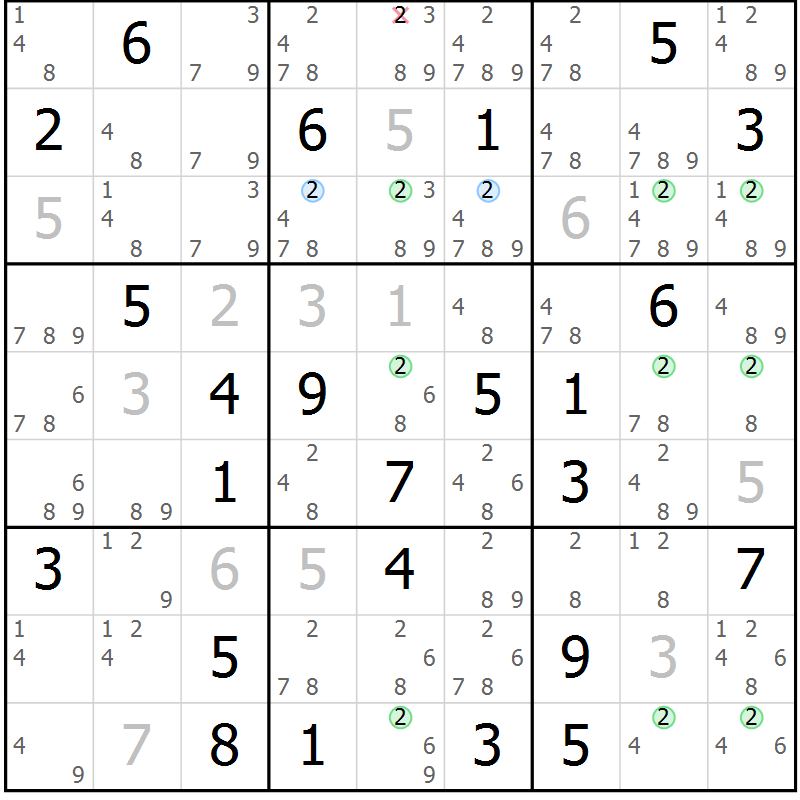 Position des candidats pour la solution de la Gr 78 page 81 du magazine de sudoku Maestro n° 087