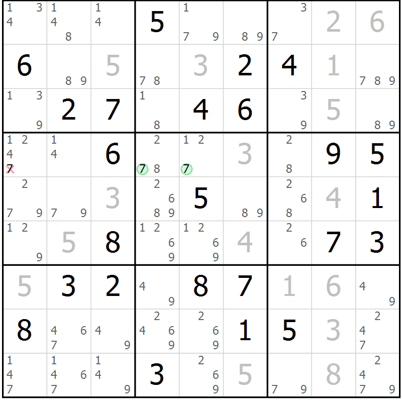 Position des candidats pour la solution de la Gr 79 page 82 du magazine de sudoku Maestro n° 087